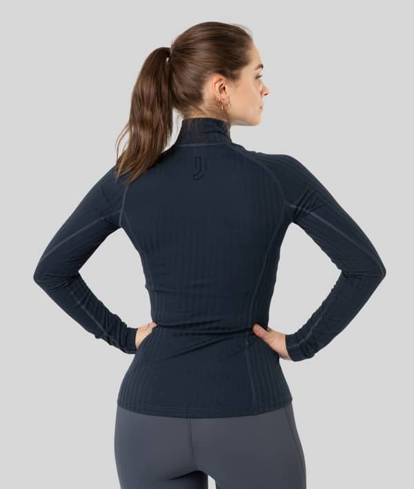 Rib Tech treningsgenser med glidelås - Gråblå