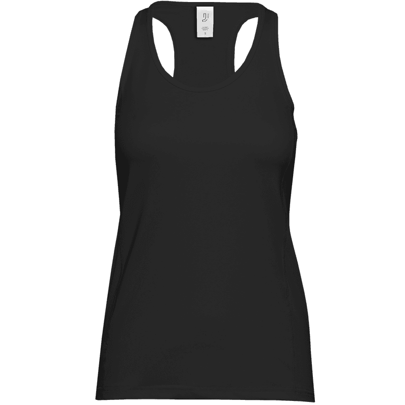 Johaug Carbon Black racerback training singlet, front view on white background