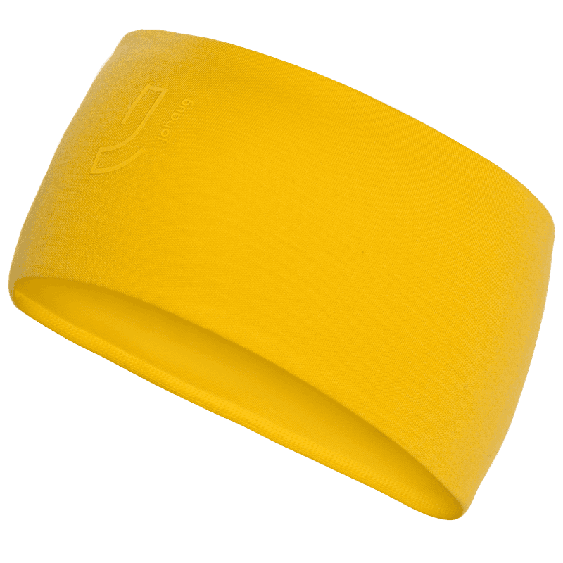 Johaug wide training headband in Maize yellow with embossed J logo