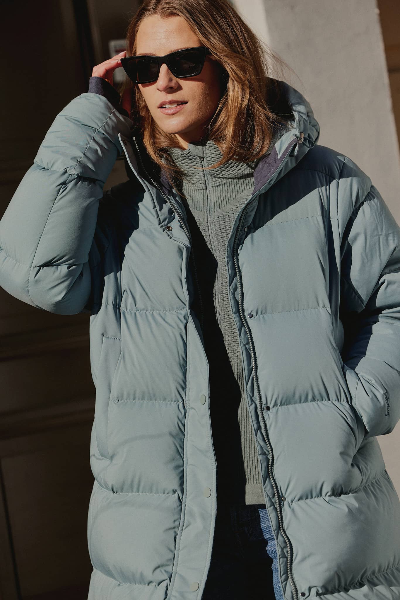 Escape Down Long Coat - Blue/Green