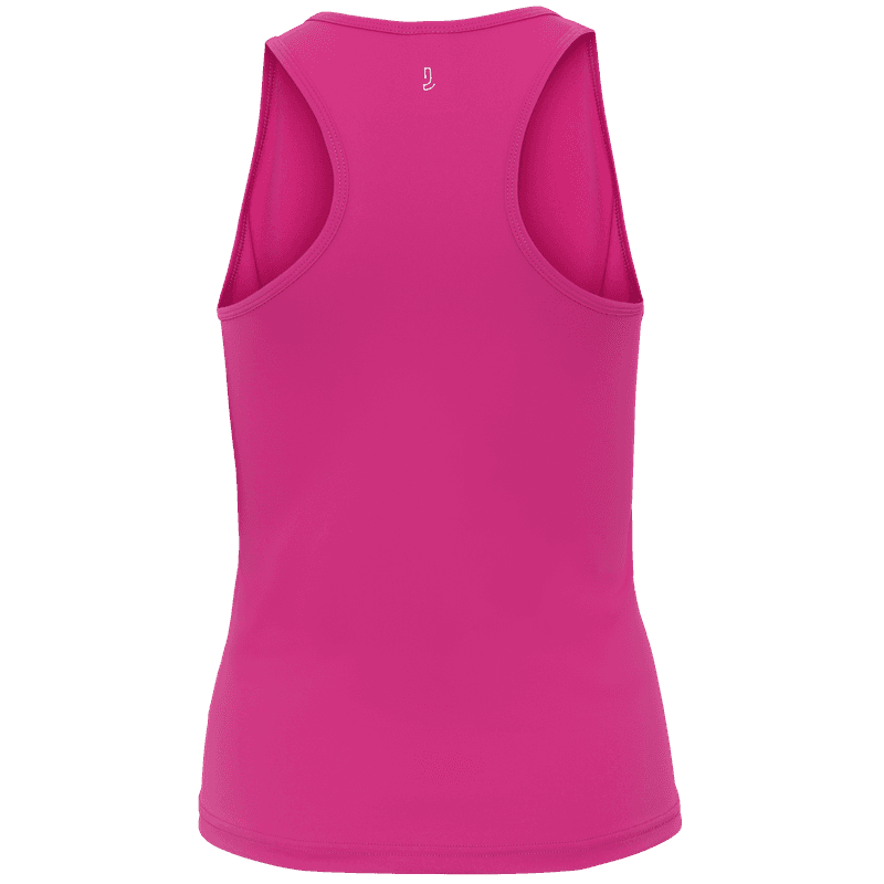 Back of the berry pink Johaug Energy Singlet, a 4-way stretch tank top with a comfortable racerback.