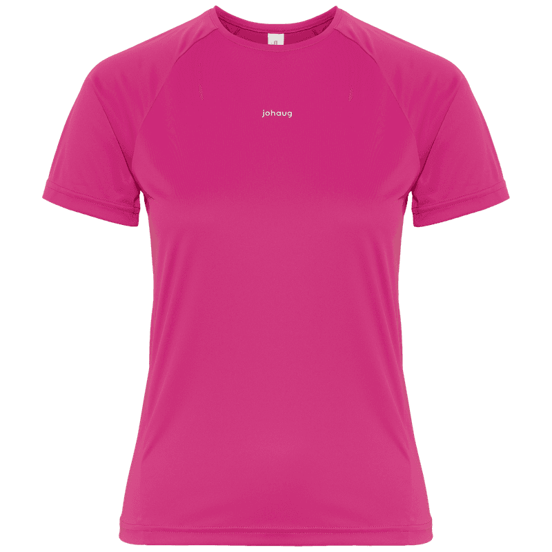 Front view of the berry pink Johaug Energy T-Shirt, a versatile and lightweight training top for women's activewear.