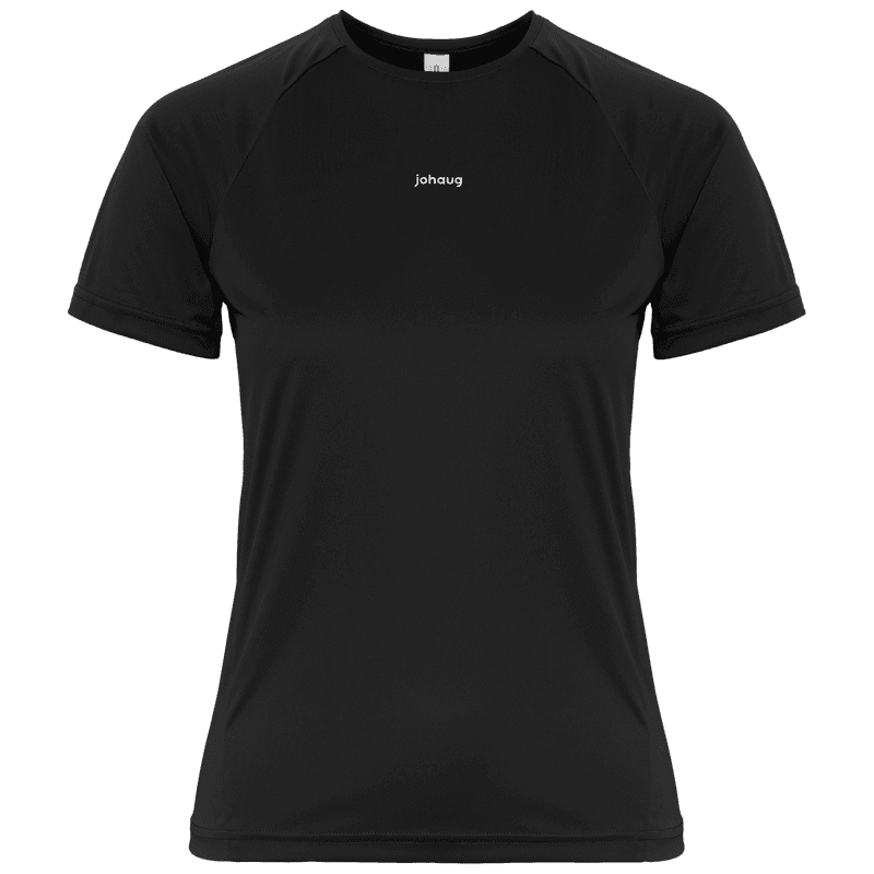 Front view of the black Johaug Energy T-Shirt, a must-have lightweight training tee with a discreet logo.