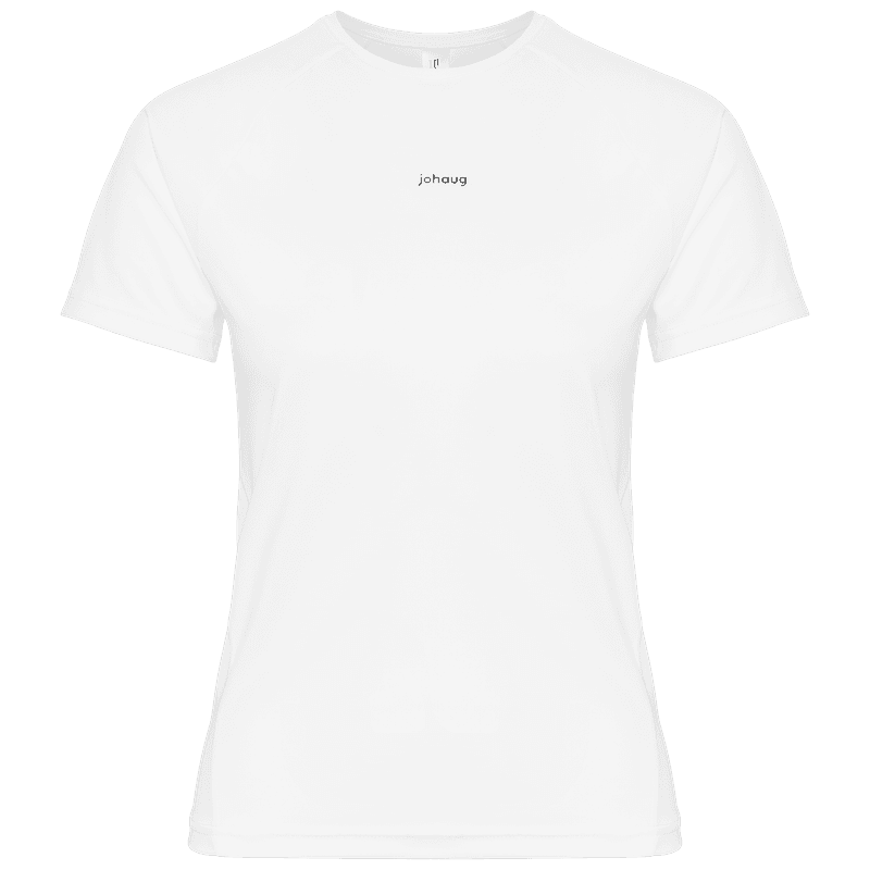 Front view of the white Johaug Energy T-Shirt, a lightweight and versatile training top for any workout.
