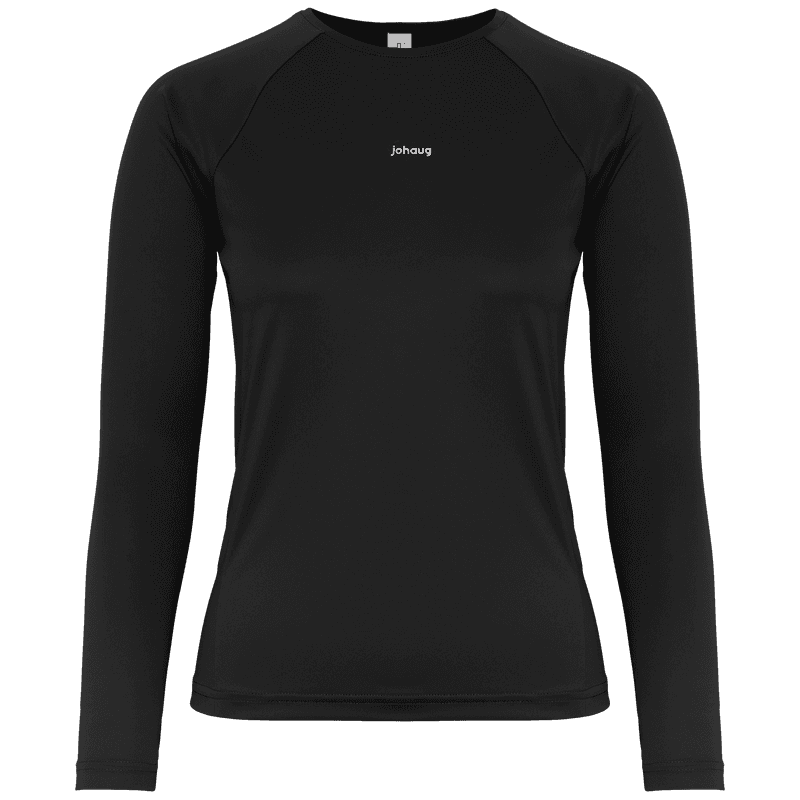 Black Johaug Energy Long Sleeve training top with a comfortable regular fit, designed for indoor workouts and outdoor running.